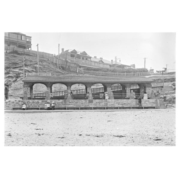 Stone Shelter Sheds Newcastle Beach 1912 Retro Postcard