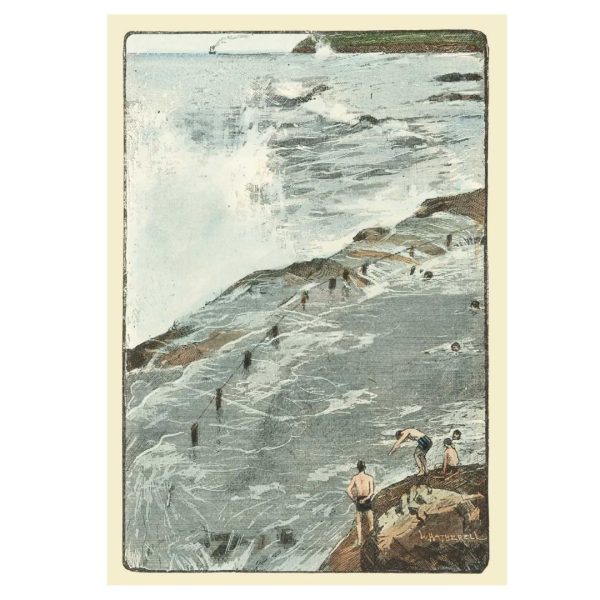 The Bathing Place c1877 retro postcard | William Hatherell