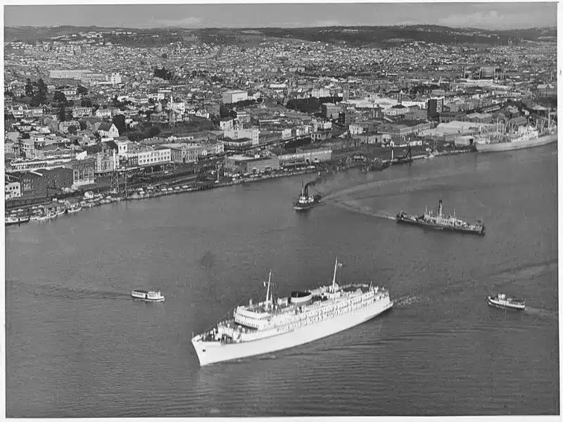 Princess of Tasmania leaves the Port of Newcastle in September 1959.