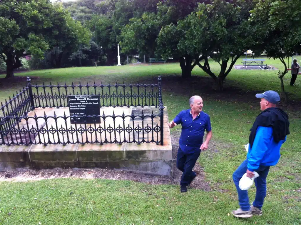 Tony Robinson filming in Newcastle's Cathedral Park in 2011