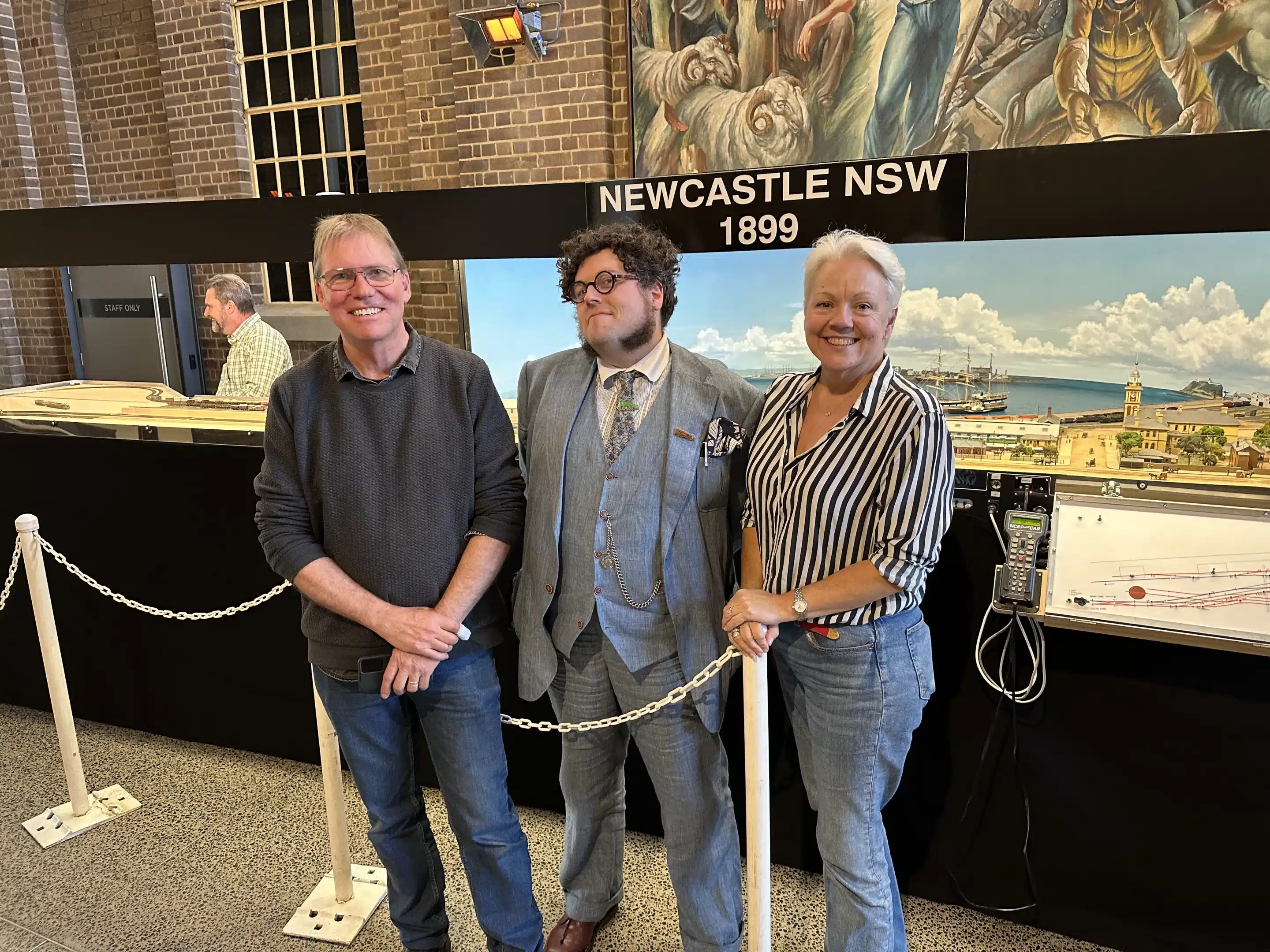 Ross Balderson, David Hampton (Newcastle Museum) and Carol Duncan