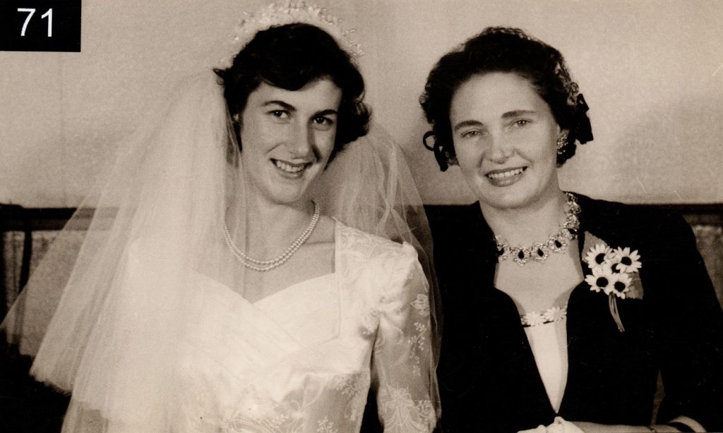 Fran Milburn (right) and one of her brides. 