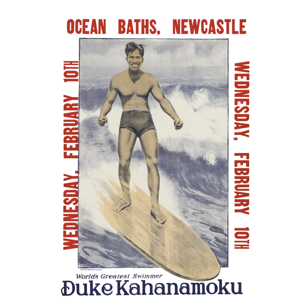 Duke Kahanmoku 1915 Newcastle Tour Poster reproduced on postcard